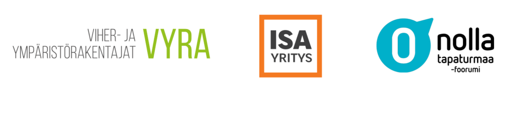 VYRA-logo, ISA-yritys-logo sekä 0 tapaturmaa-logo